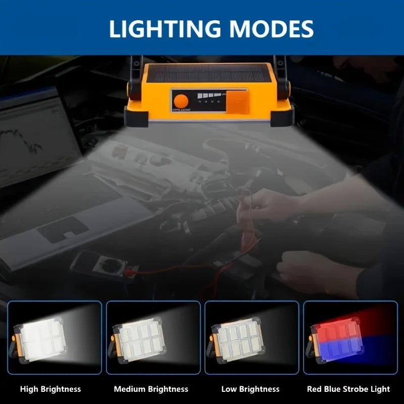 Rechargeable Solar LED Work Light – 3600mAh Portable Floodlight (1 or 2 Pack)