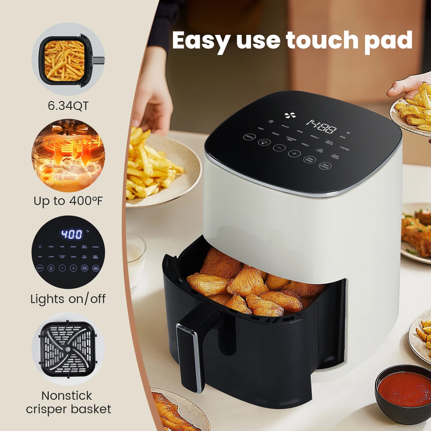 6 Quart Electric Air Fryer with Window