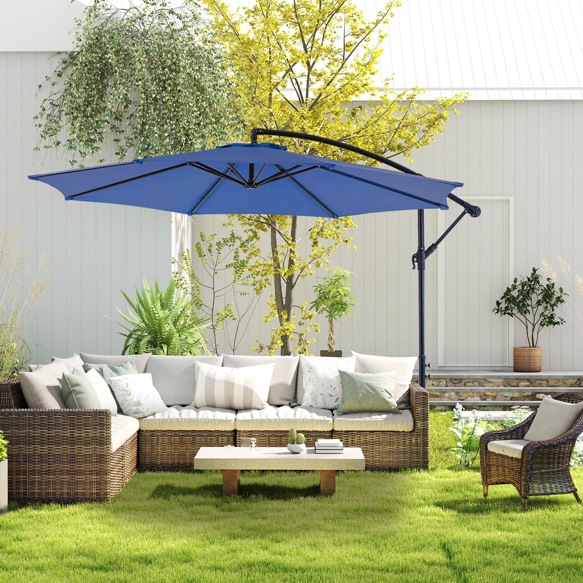 JHK 10FT Cantilever Patio Umbrella – Adjustable Tilt Outdoor Shade