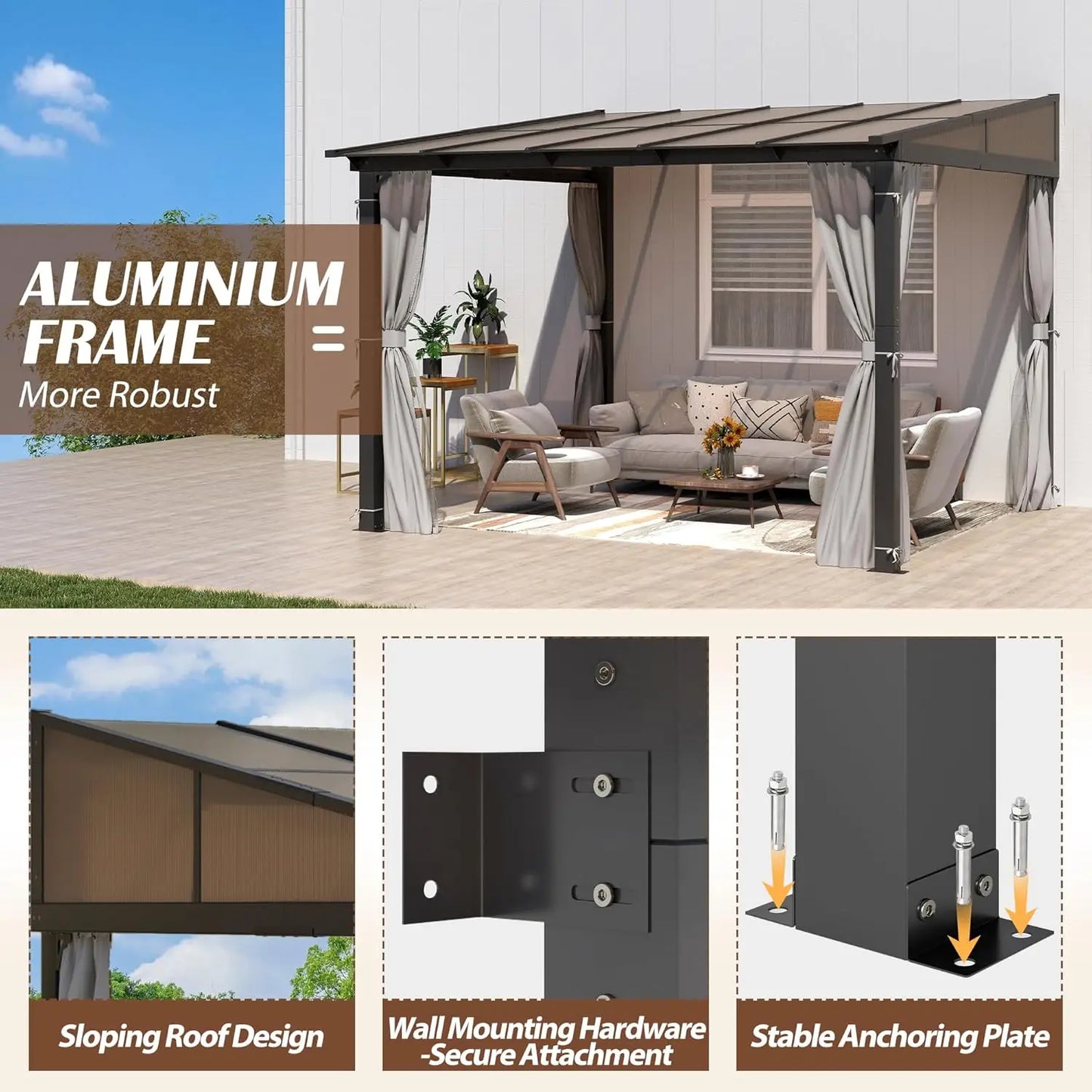 10' x 10' Wall Mounted Gazebo