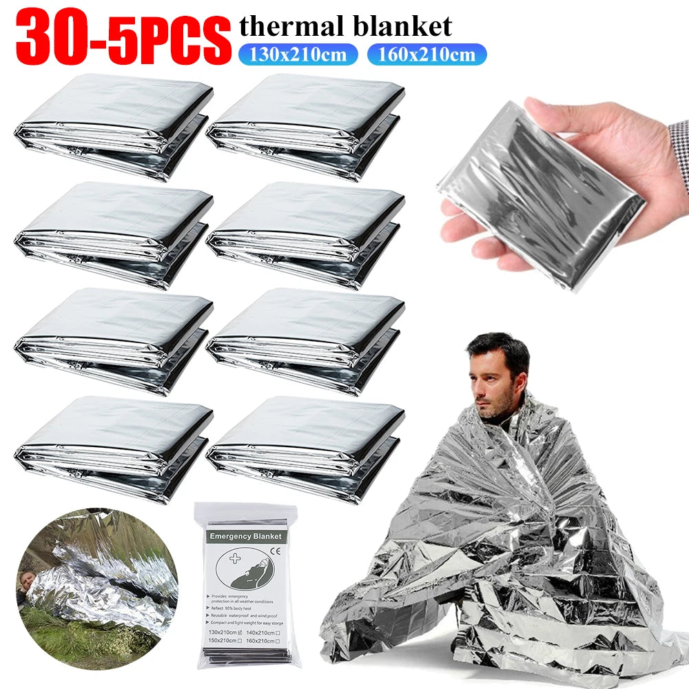 1-30 pcs Emergency Rescue Blanket Foil Thermal Blanket ﻿