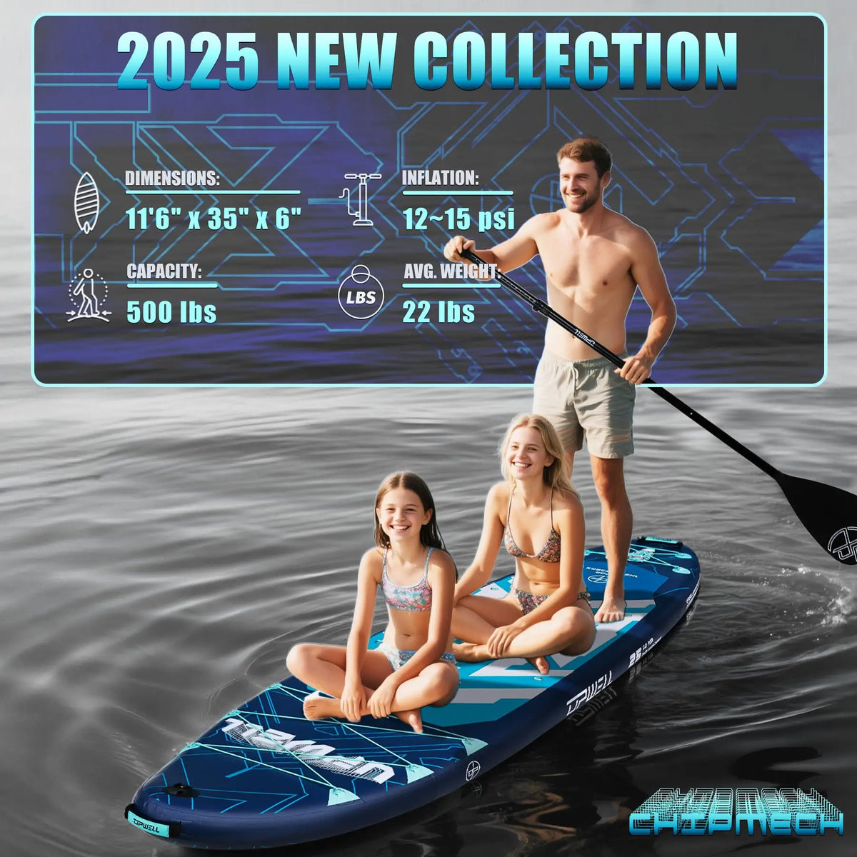 11'6" Extra-Wide Inflatable Stand-Up Paddle Board – 35" Recreational SUP
