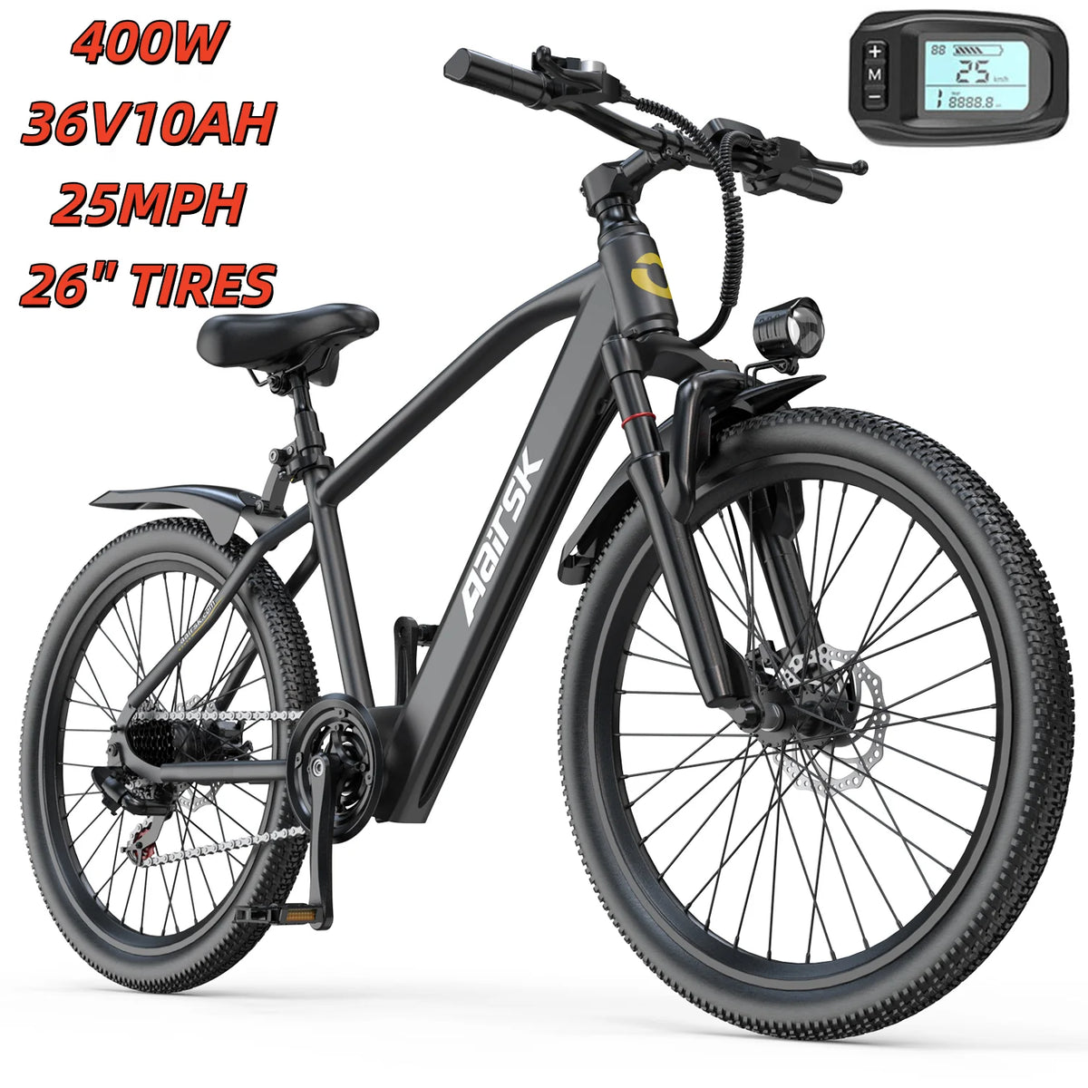 26" Fat Tire Electric Bike – 1000W Motor, 48V 15Ah Battery