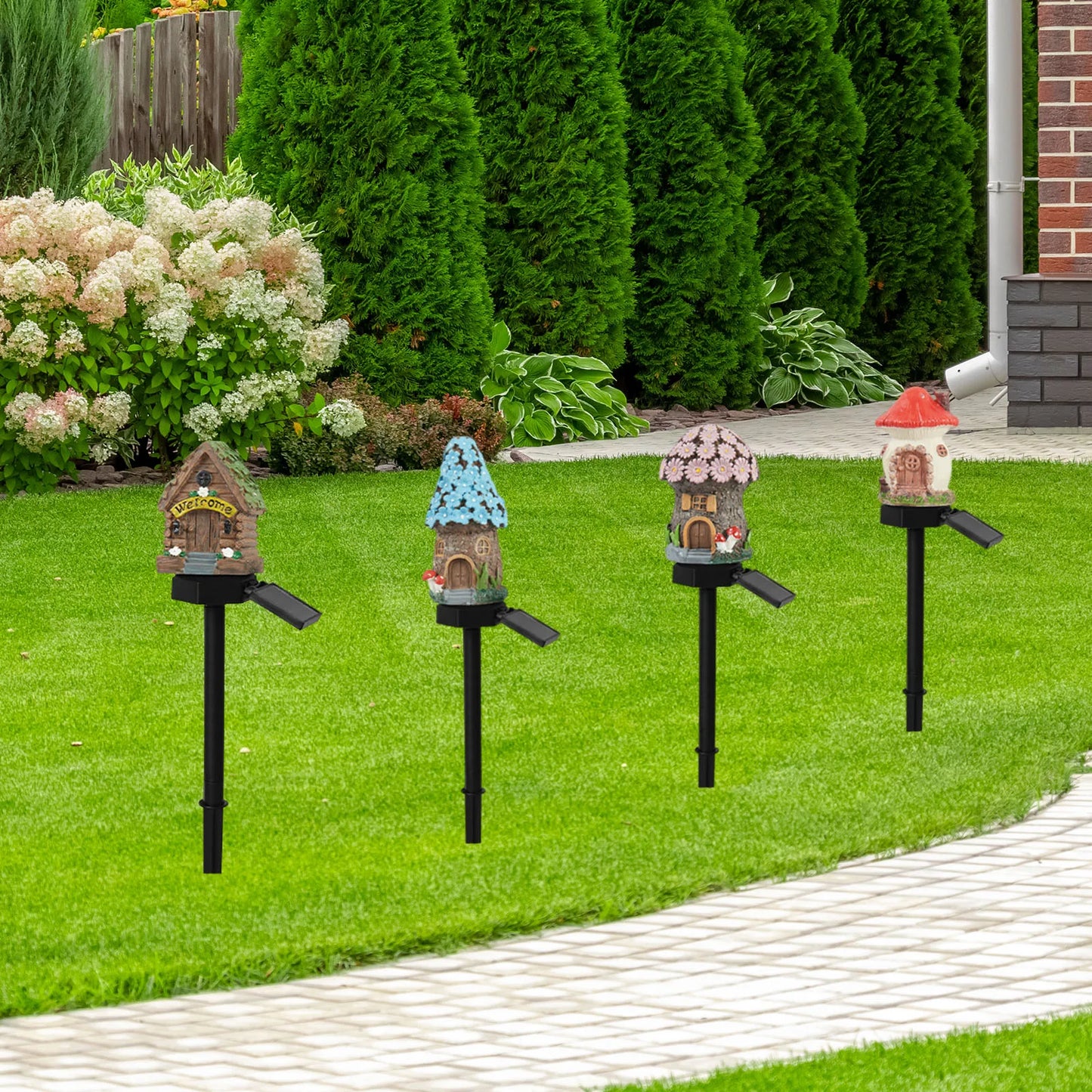 Solar Fairy-Tale Mushroom Cottage Outdoor Lawn Lamp Waterproof LED Creative Lamp