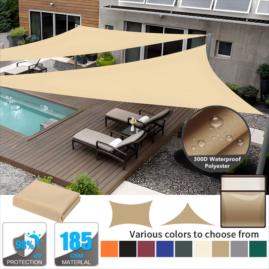 Triangle Sun Shade Sail Canopy UV Block with Rope