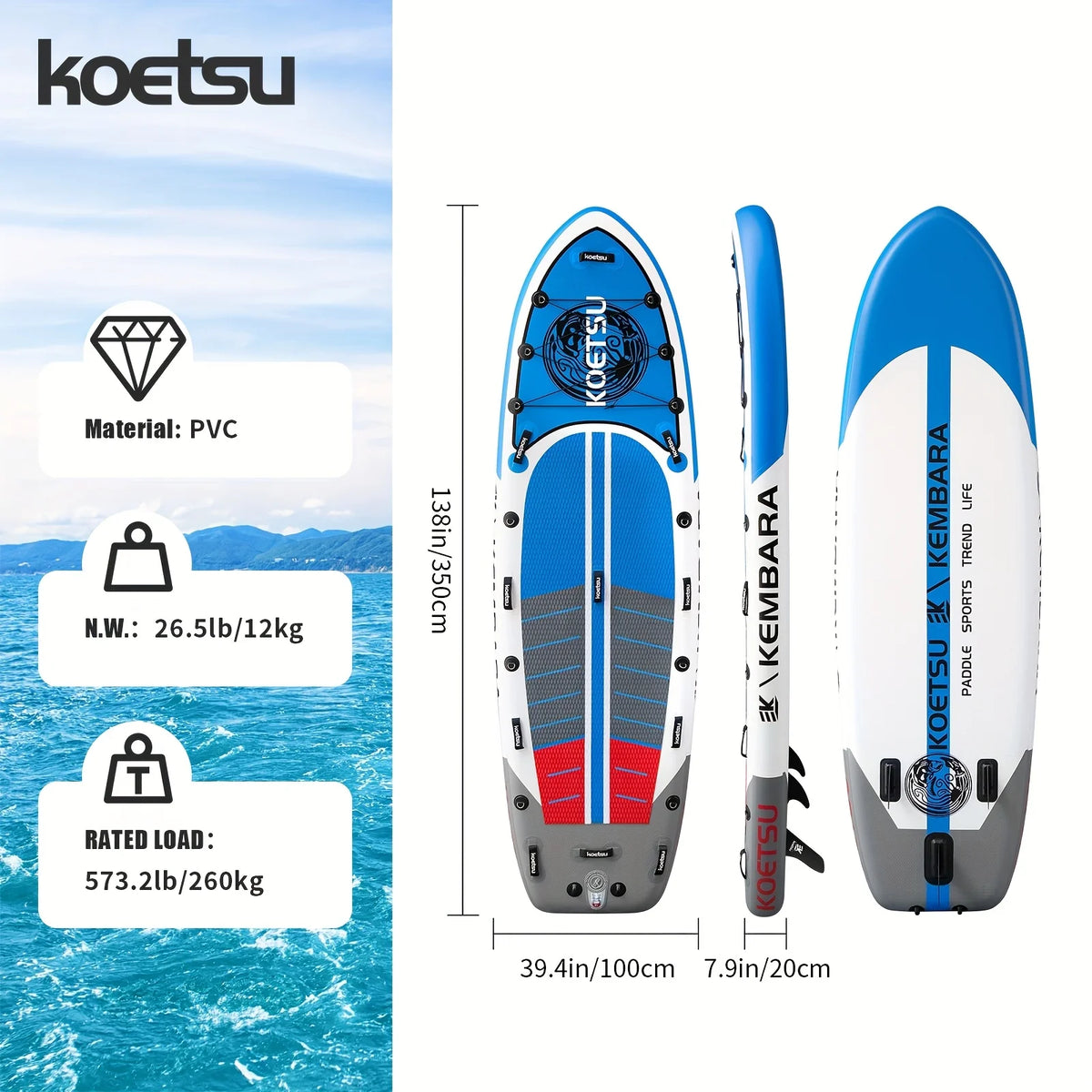 KEOTSU LUYA Wide-Body Inflatable Fishing Paddle Board – 3 Models