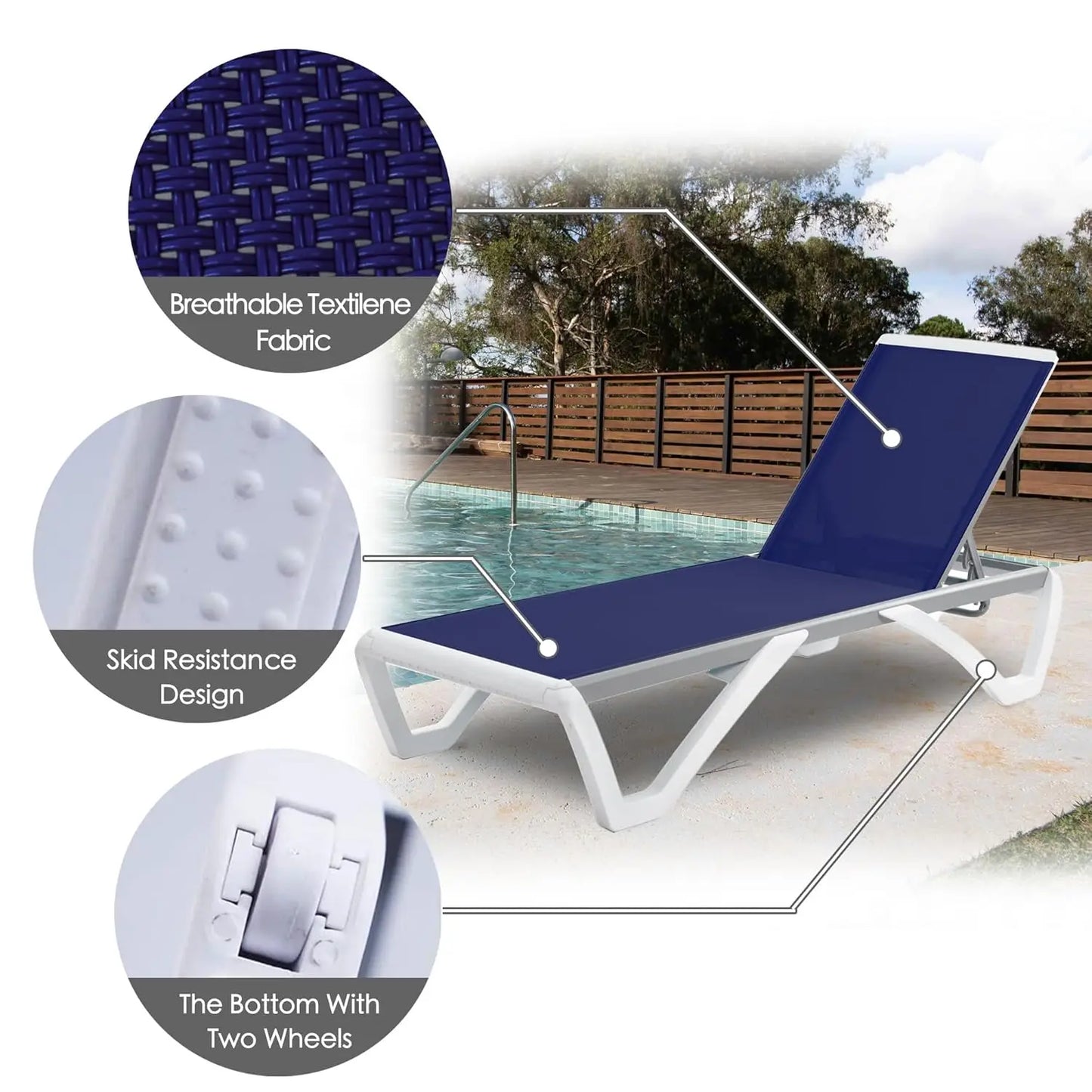 Adjustable Aluminum Outdoor Chaise Lounge Chair