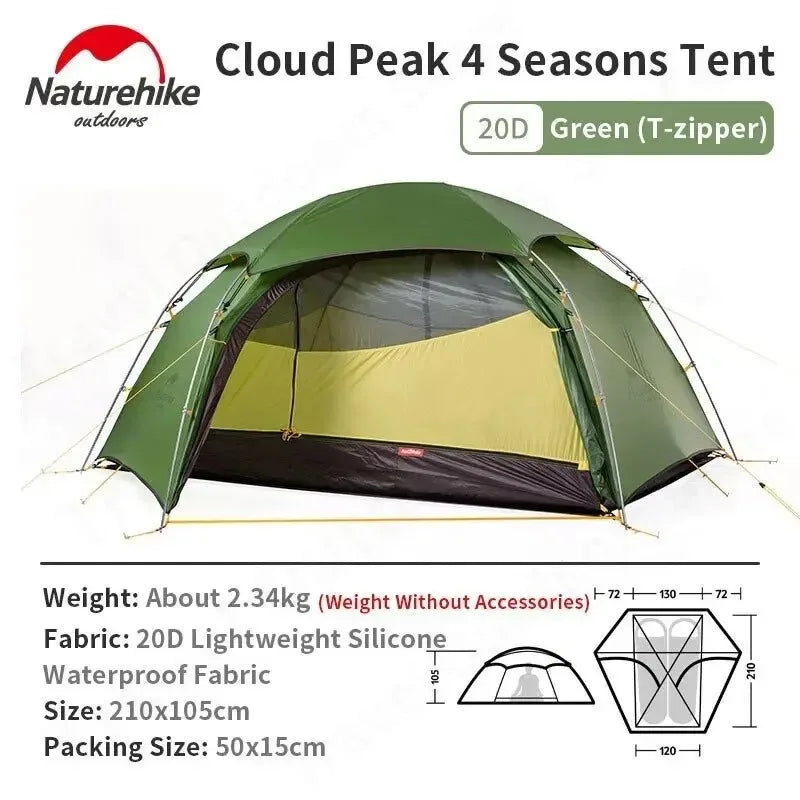 2 Person Tent Ultralight Waterproof Camping Tent 4 Season Nylon Backpacking Traveling Tent