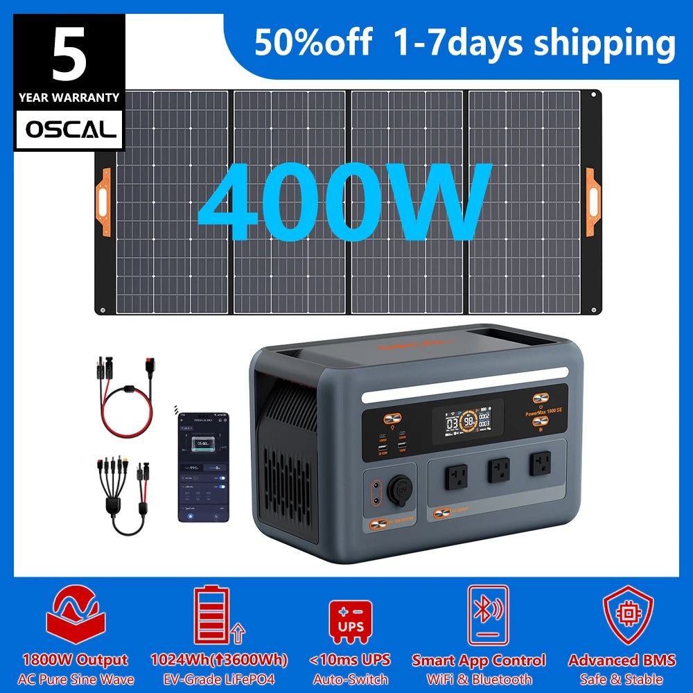 OSCAL PowerMax 1800SE Portable Power Station – 1800W, 1024Wh LiFePO4