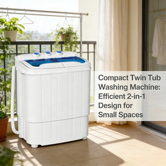 Portable Twin Tub Washing Machine Combo with Spin Dryer