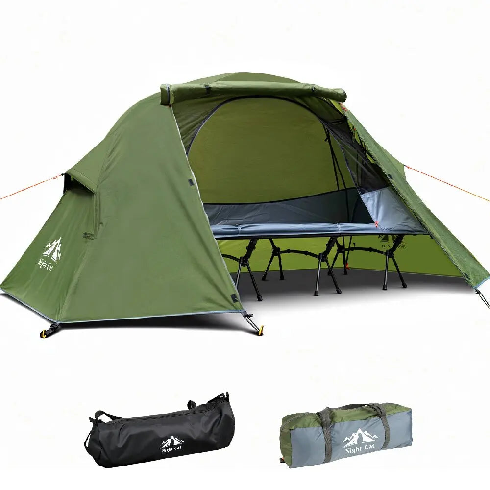 Night Cat 1-Person Elevated Camping Cot Tent – 4-Mode Convertible Shelter