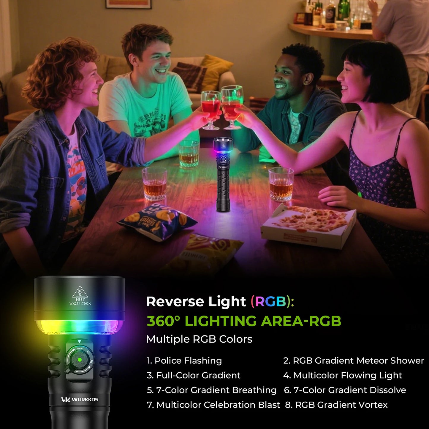 3200LM Super Bright Flashlight 845M Throw RGB Lighting Linterna Recargable Reverse Charging Power Bank For Camping