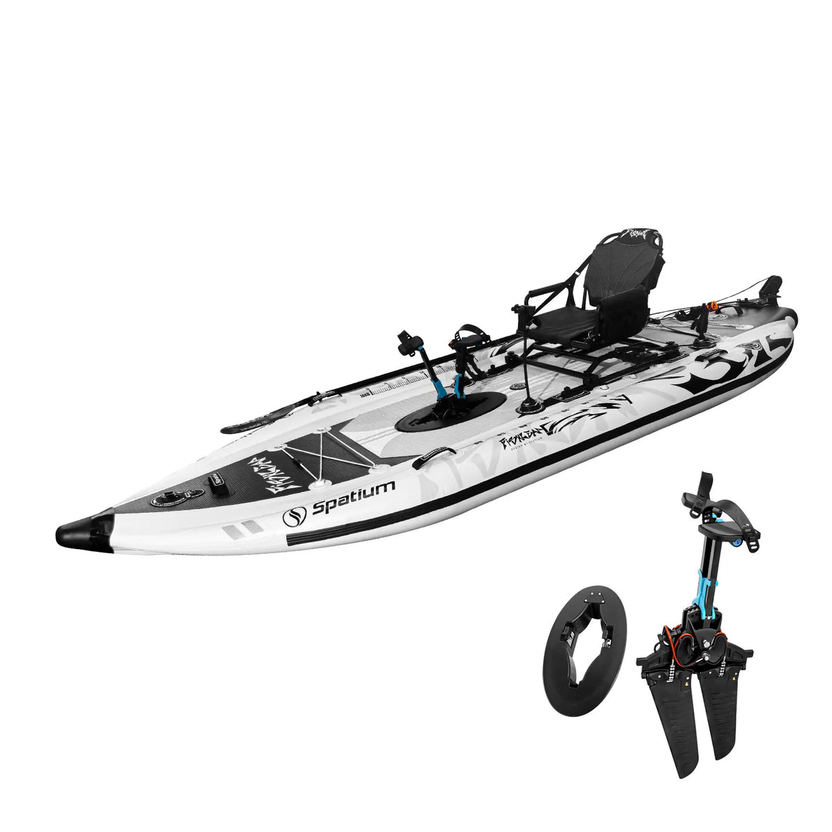 Spatium FishLeap 11.5' Inflatable Pedal Drive Fishing Kayak with Motor