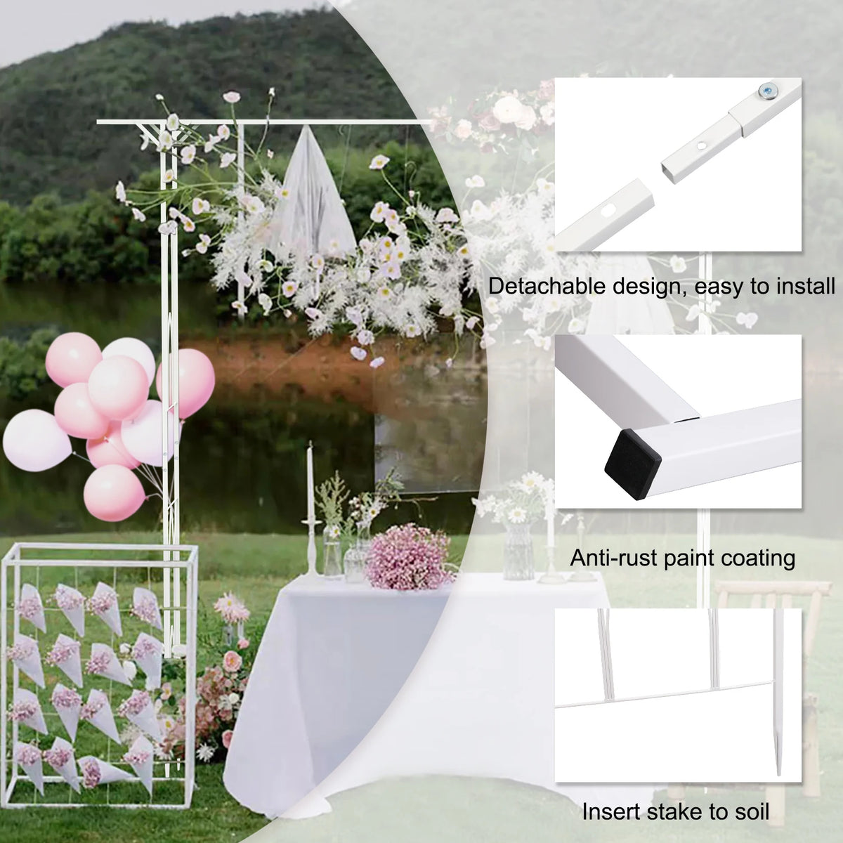 White Metal Garden Arch Arbor