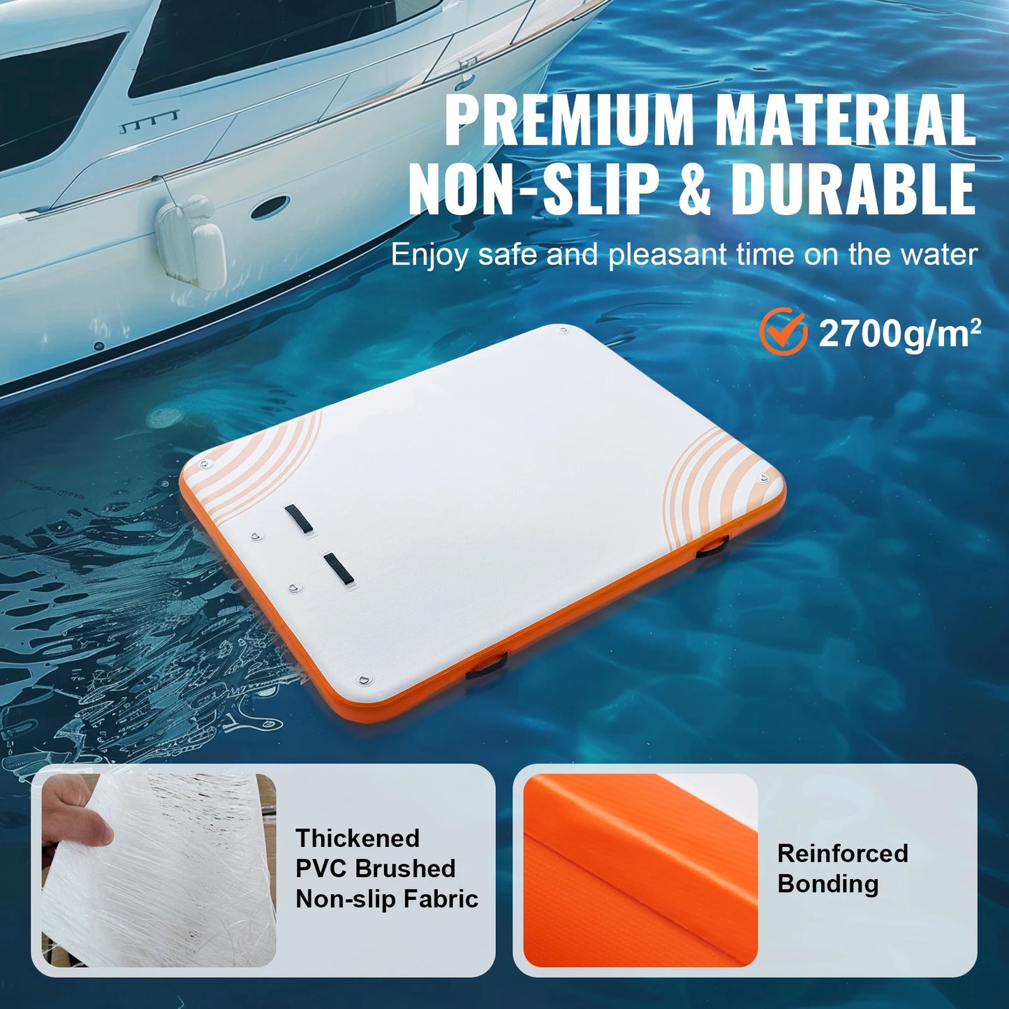 Inflatable Floating Dock Non-Slip Water Dock Mat with Detachable Ladder