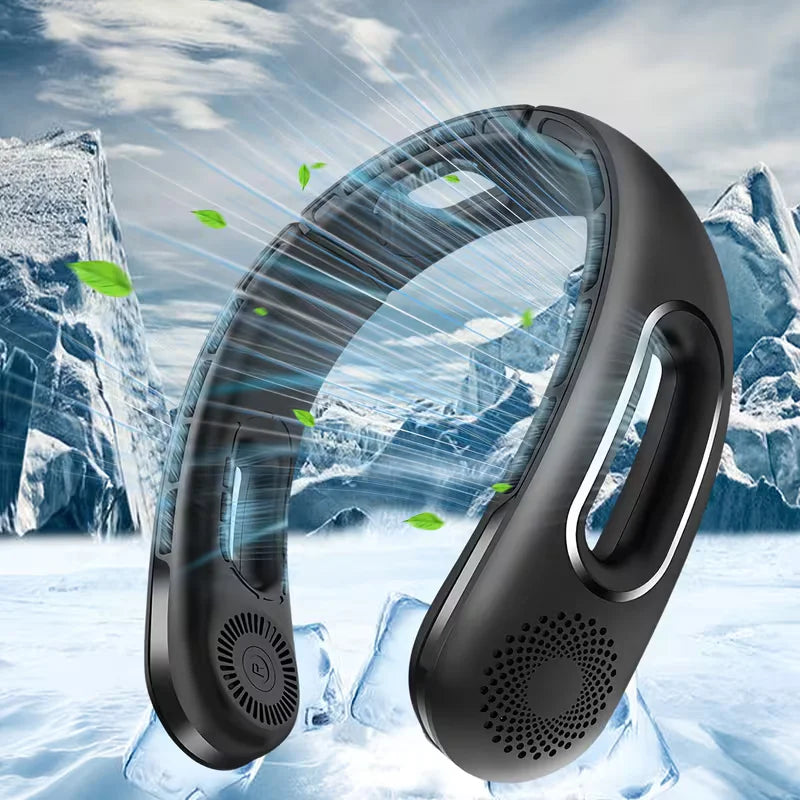 Bladeless Rechargeable Neck Fan – 4-Speed 360° Hands-Free Cooling