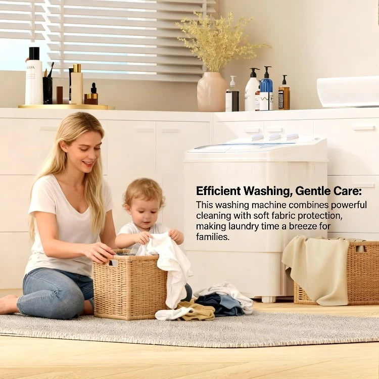 Portable Twin Tub Washing Machine Combo with Spin Dryer