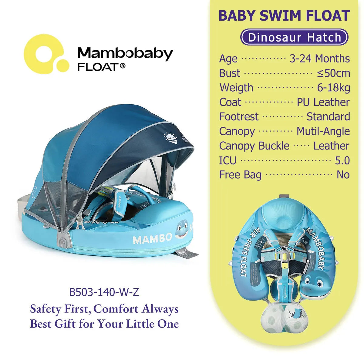 Mambobaby Baby Pool Float  For Infant Non-Inflatable Natation Buoy With Parasol
