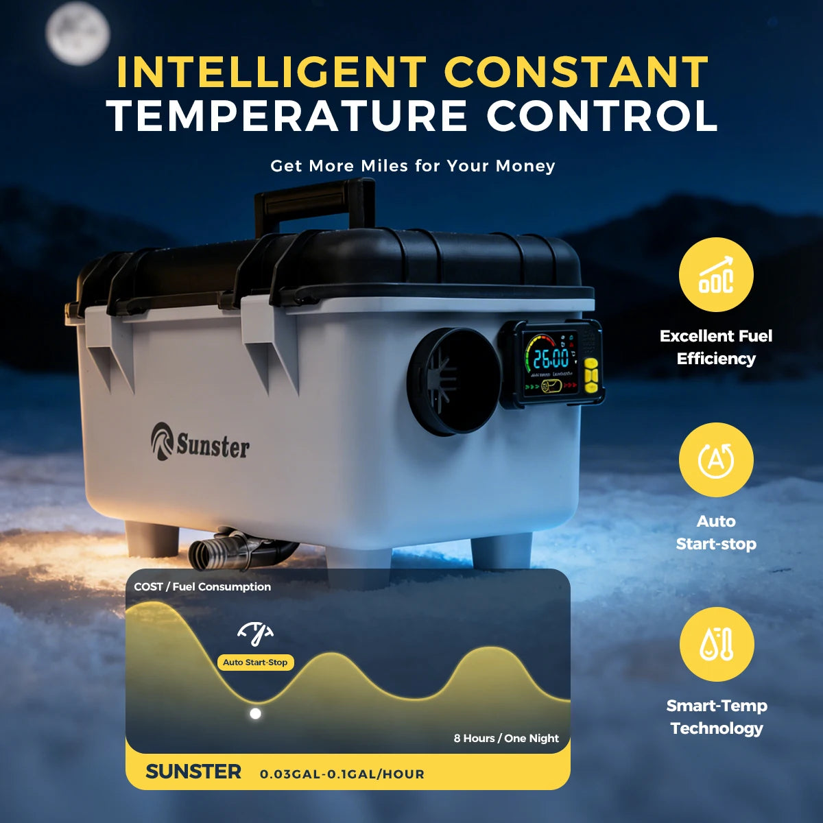8KW 12V/24V/230V Toolbox Diesel Air Heater Quiet Night Heater W/Power Adapter/Constant Temperature/LCD Panel
