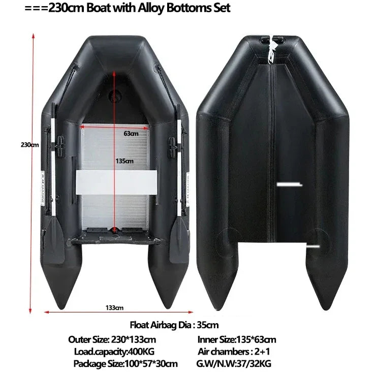 LUYA Heavy-Duty Inflatable Fishing Boat – 230–380cm with Alloy Floor & V-Keel