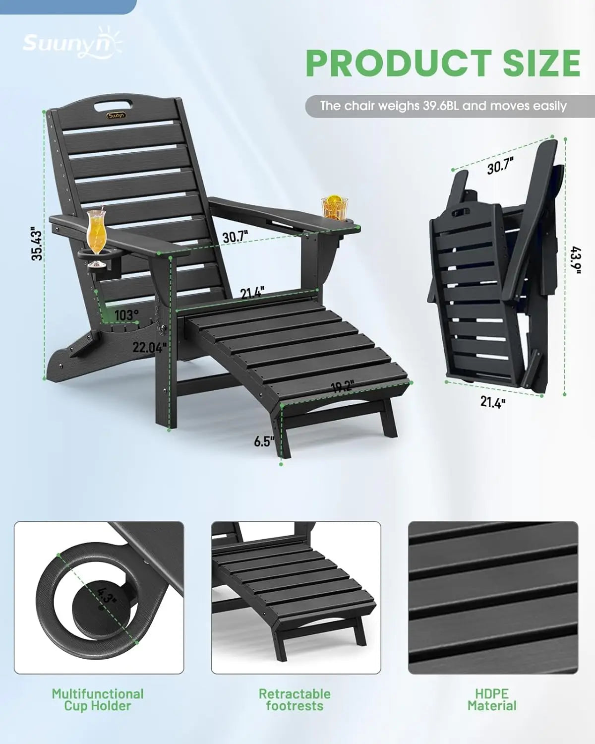 Folding Adirondack Chairs Set of 2