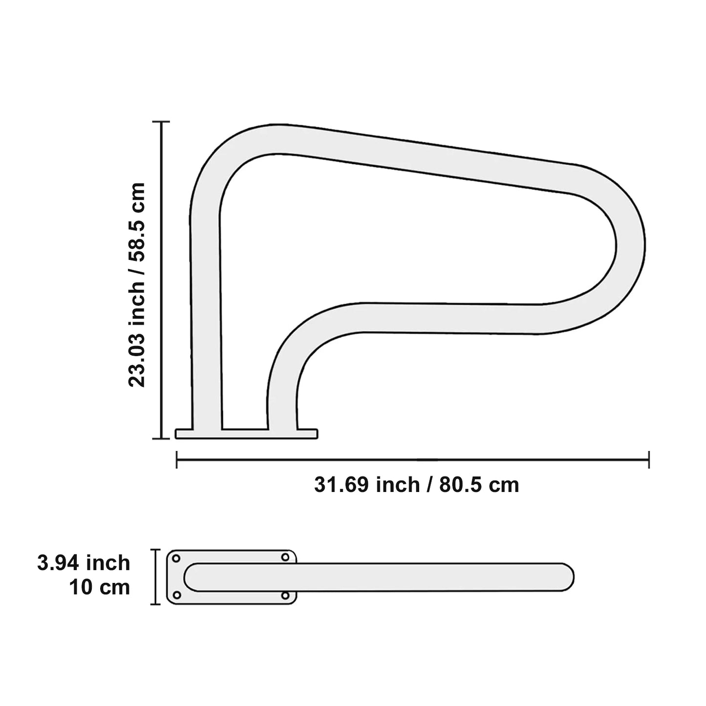 Pool Handrail Stainless Steel with Base Plate for Indoor/Outdoor w/ Grip Cover for Decks