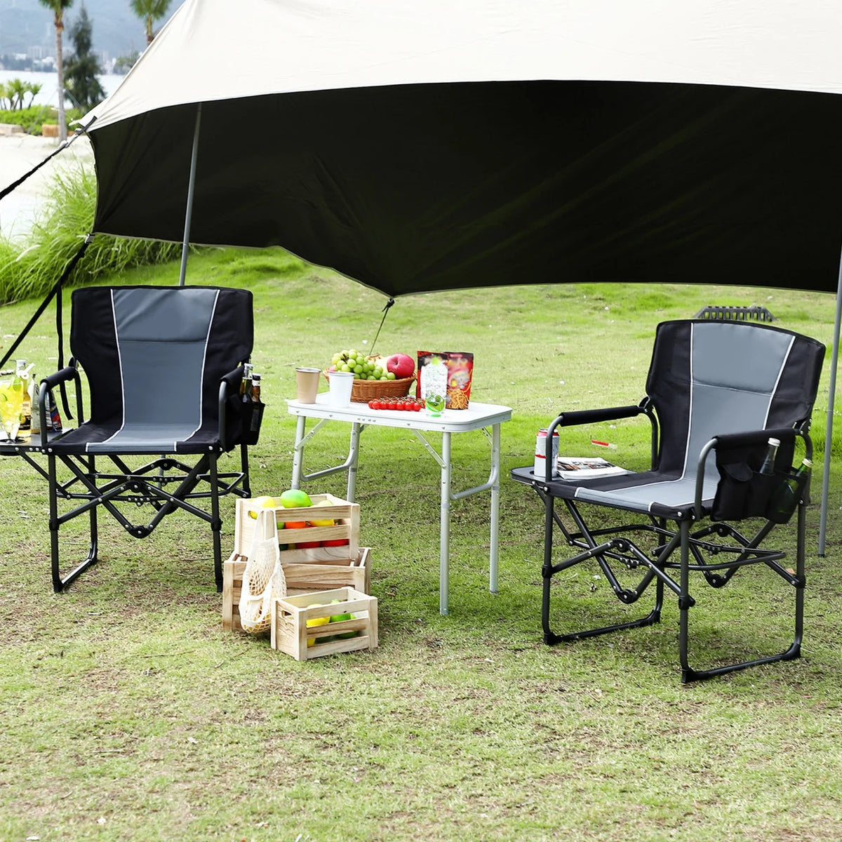 Oversized Heavy-Duty Director’s Camping Chair – 400 lb Capacity with Side Table
