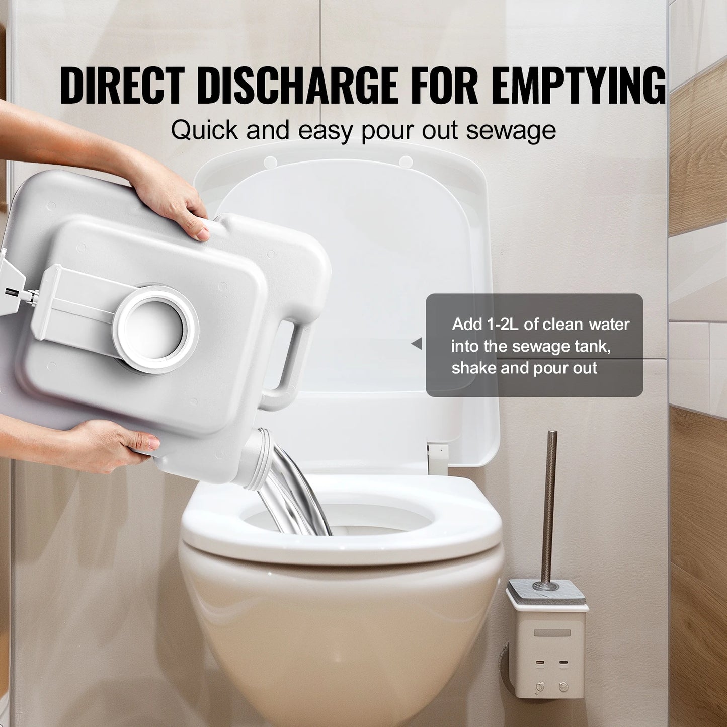 Portable Toilet for Camping Push-Button Pressurized Flush