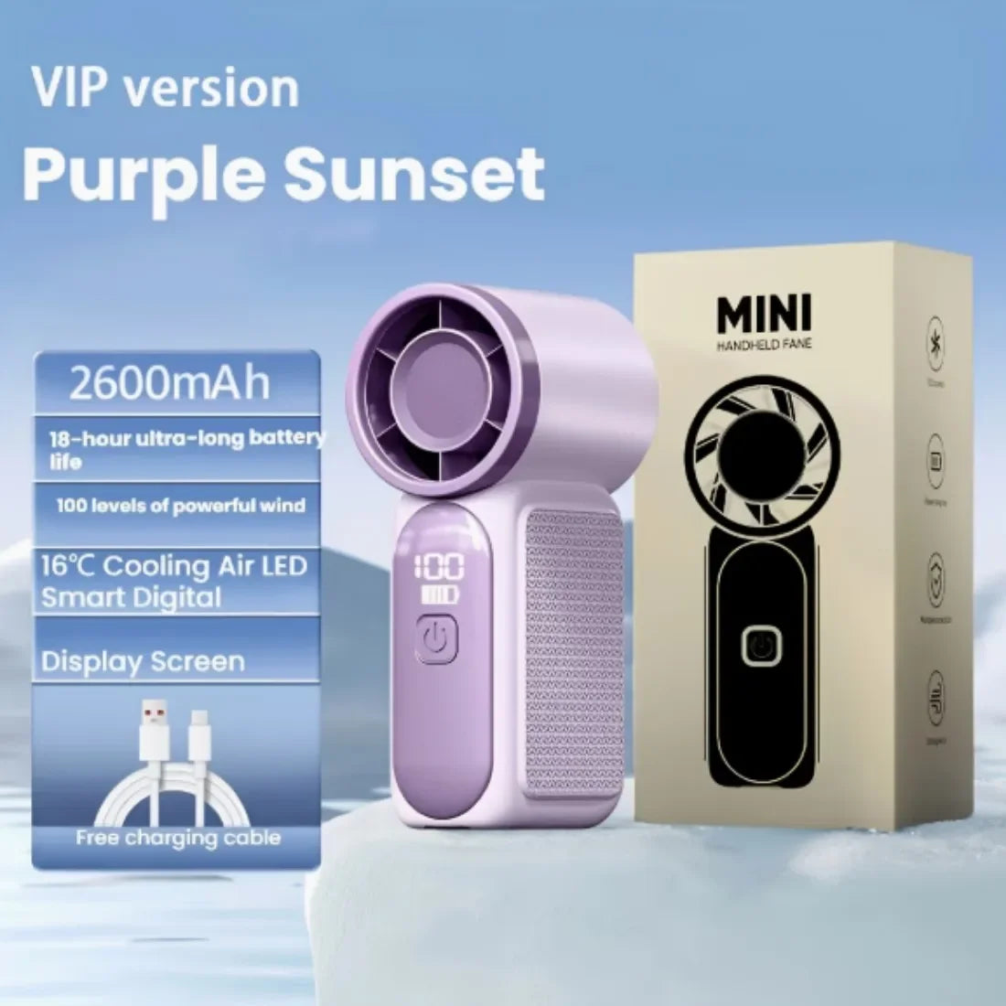 100-Speed Rechargeable Mini Turbo Handheld Fan