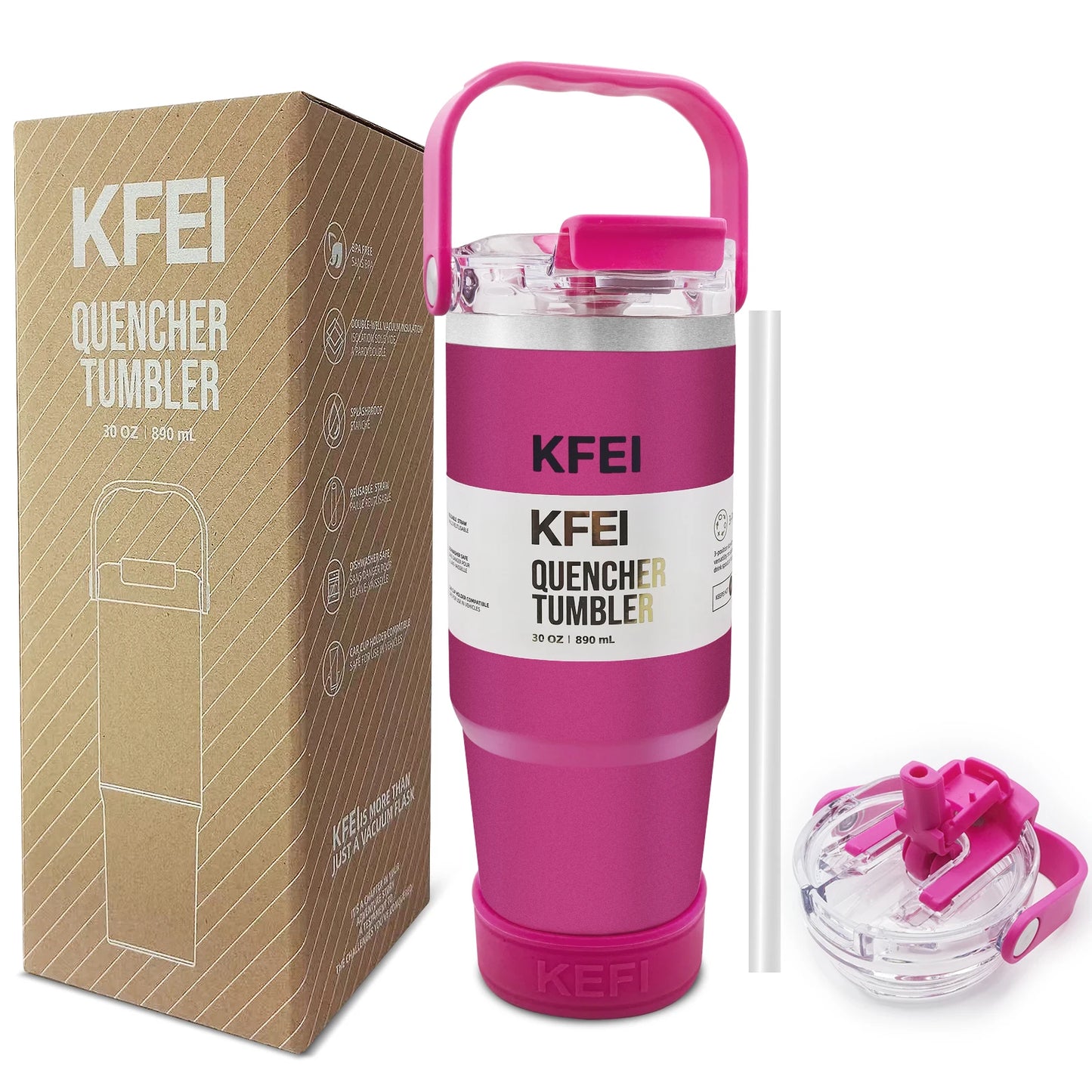 1PCS 30oz Solid Color Double Wall Stainless Tumbler, with Lid And Straw