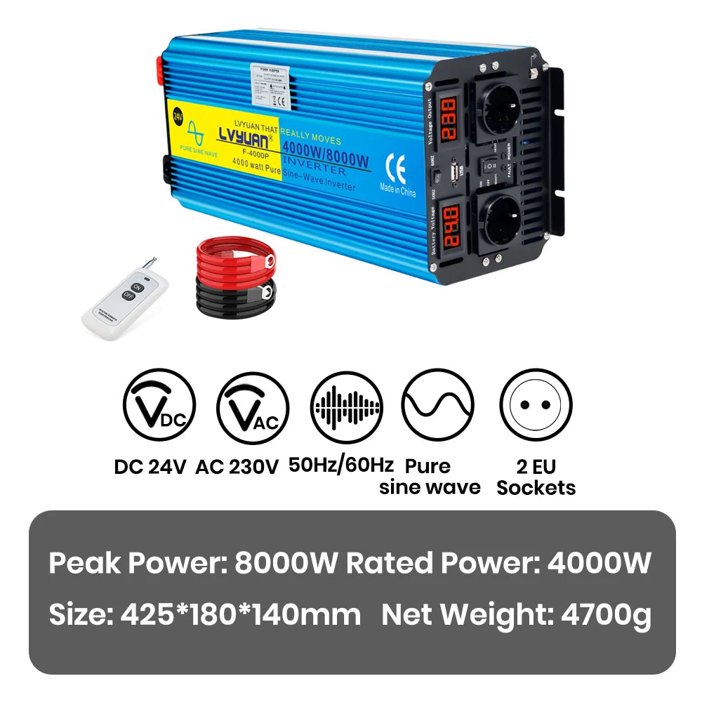 4000W 8000W  DC To AC Portable Power Inverter Voltage Converter With Remote Control