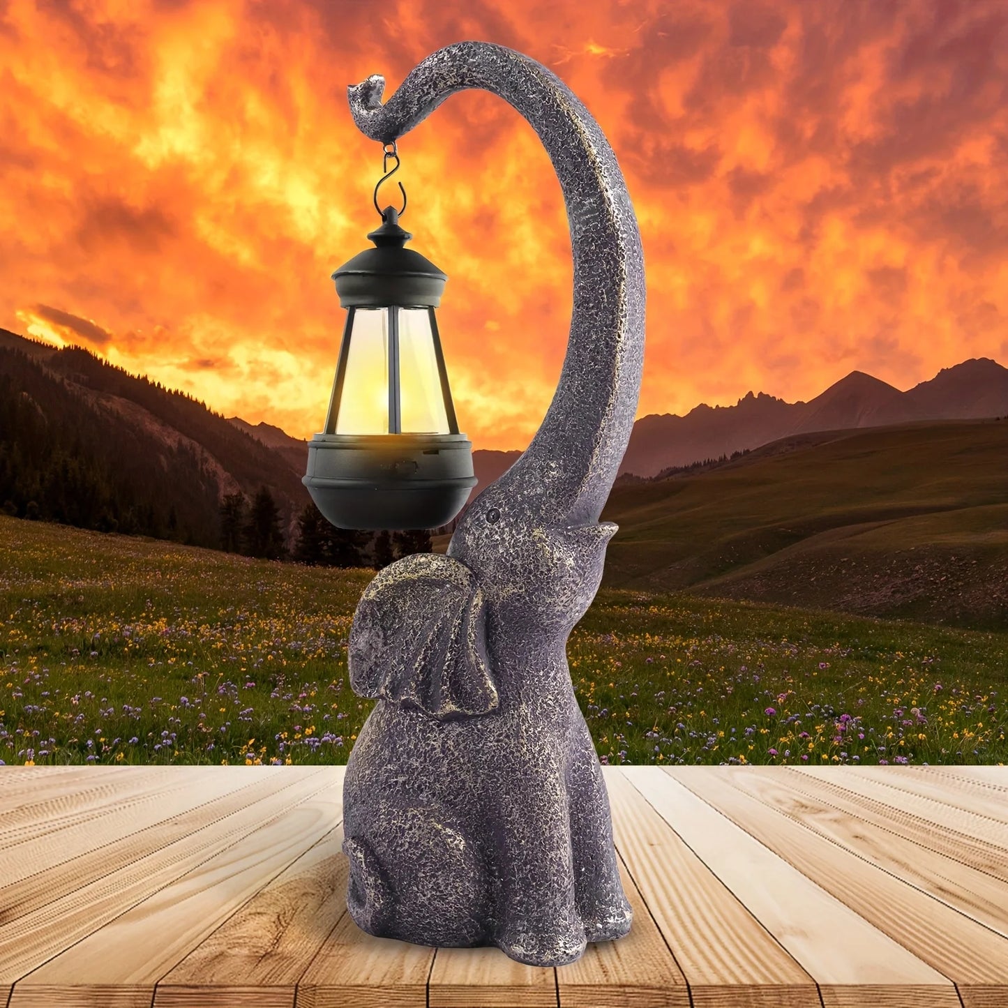 Solar Plastic Elephant Statue