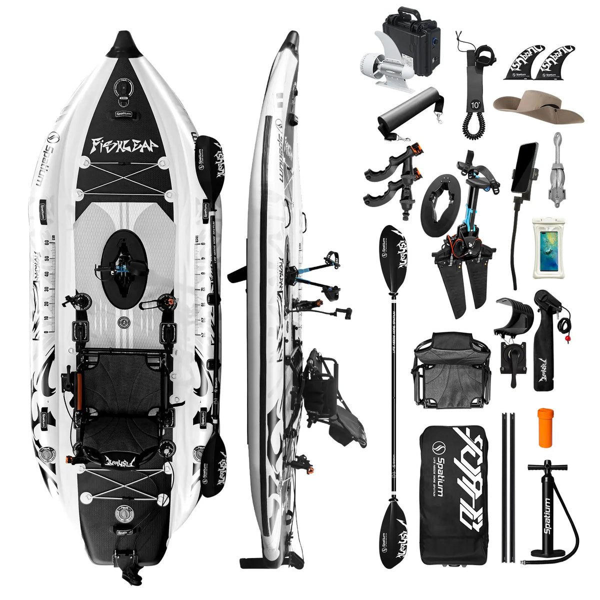 Spatium FishLeap 11.5' Inflatable Pedal Drive Fishing Kayak with Motor