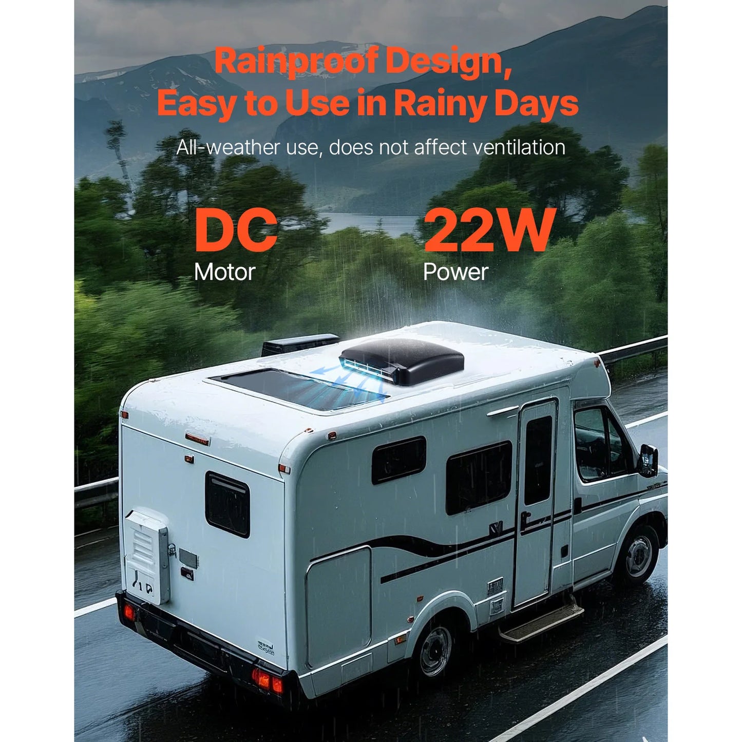 RV Roof Vent Fan 14 inch 12V 10-Speed Reversible Fan with Remote Control