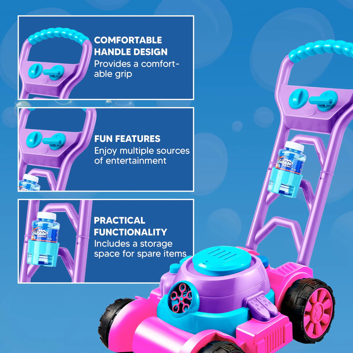 JOYFY Bubble Lawn Mower – Push-Along Bubble Machine for Kids