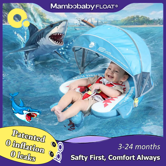 Mambobaby Baby Pool Float  For Infant Non-Inflatable Natation Buoy With Parasol