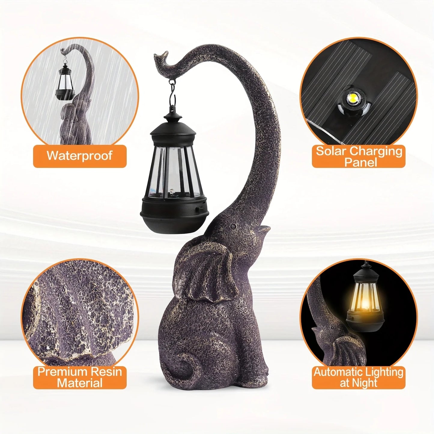 Solar Plastic Elephant Statue