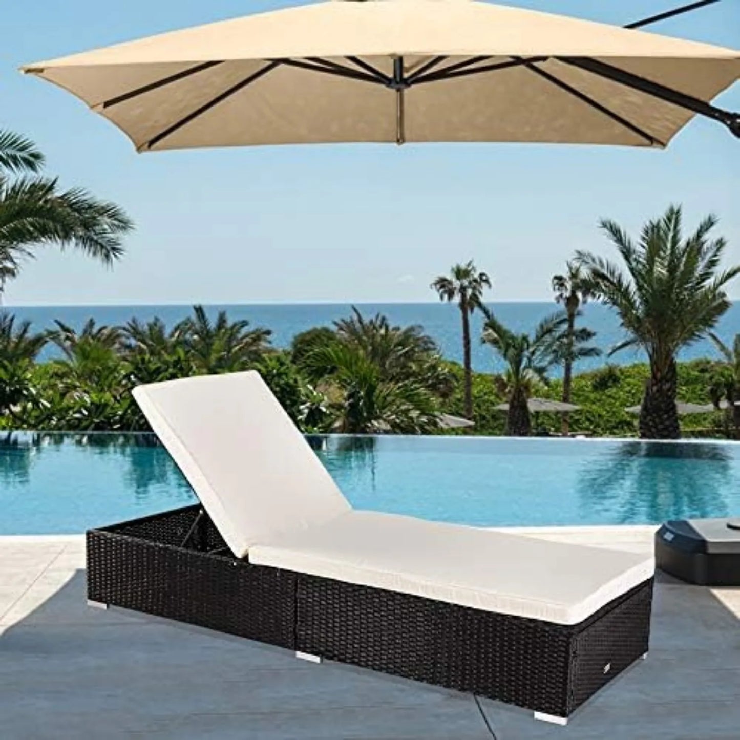Wicker Patio Chaise Lounge Chair