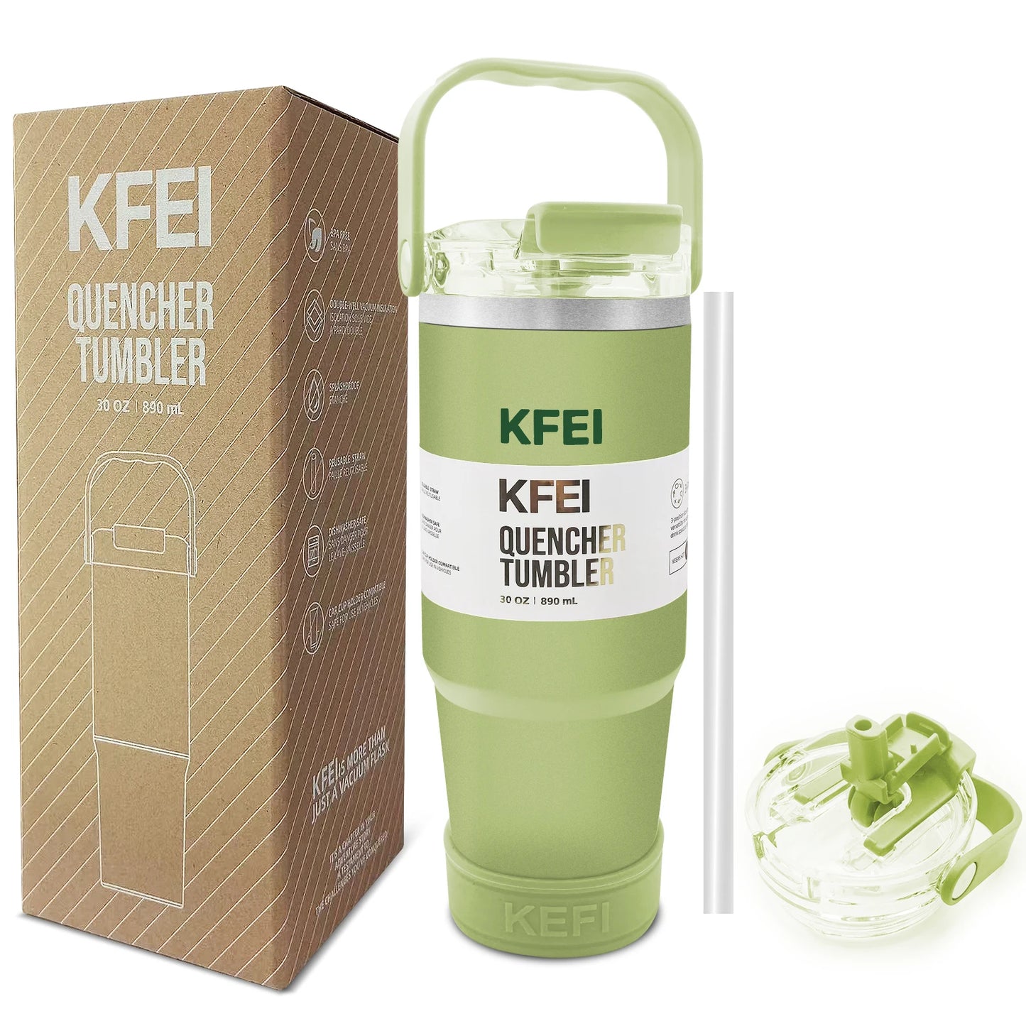 1PCS 30oz Solid Color Double Wall Stainless Tumbler, with Lid And Straw
