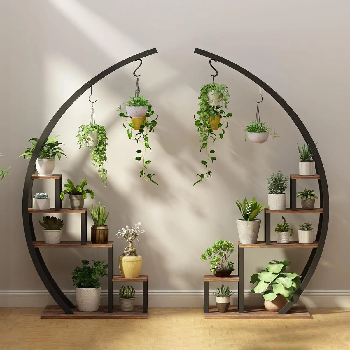 2-Piece 5-Tier Half-Moon Metal Plant Stand