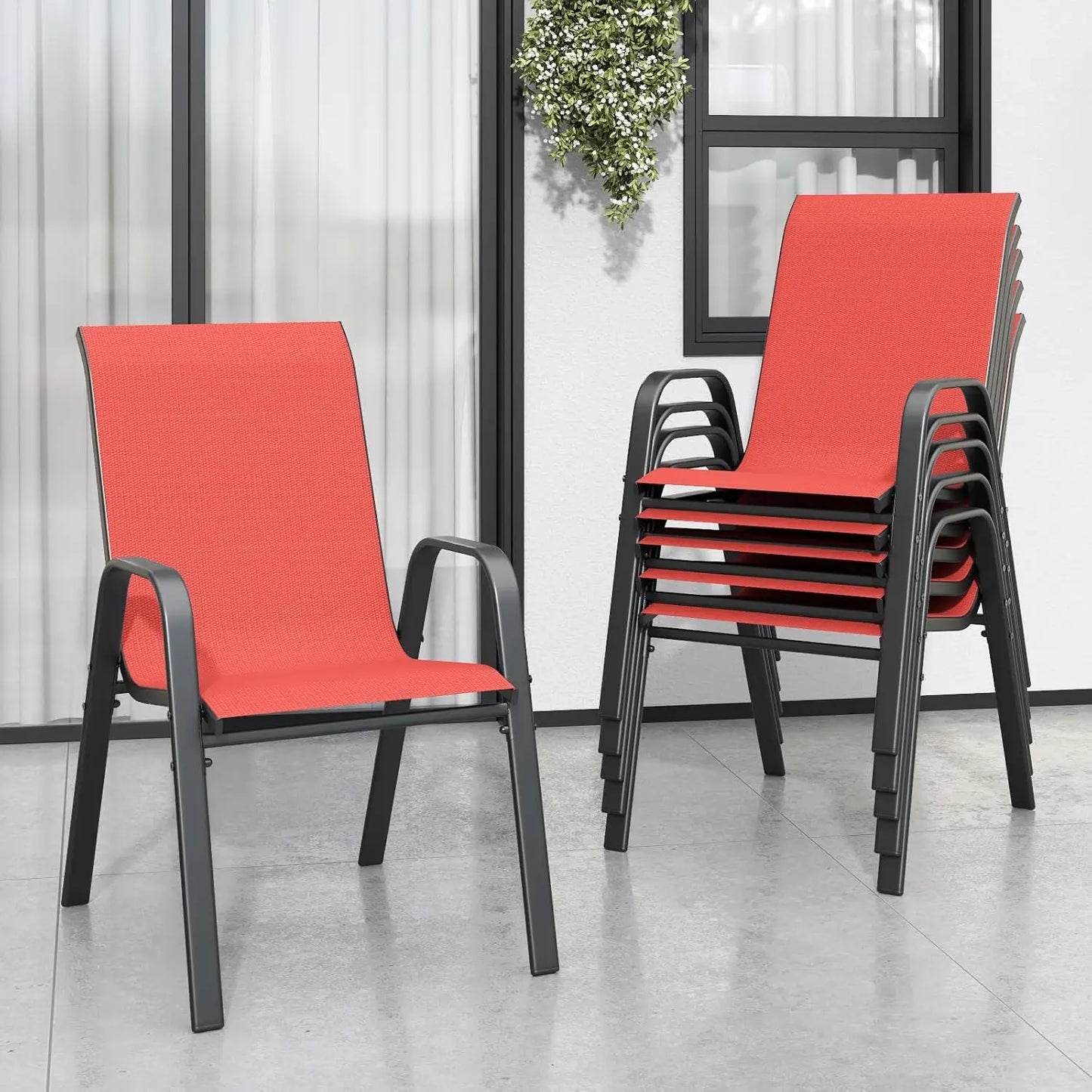 Stackable Outdoor Dining Chairs Set of 6