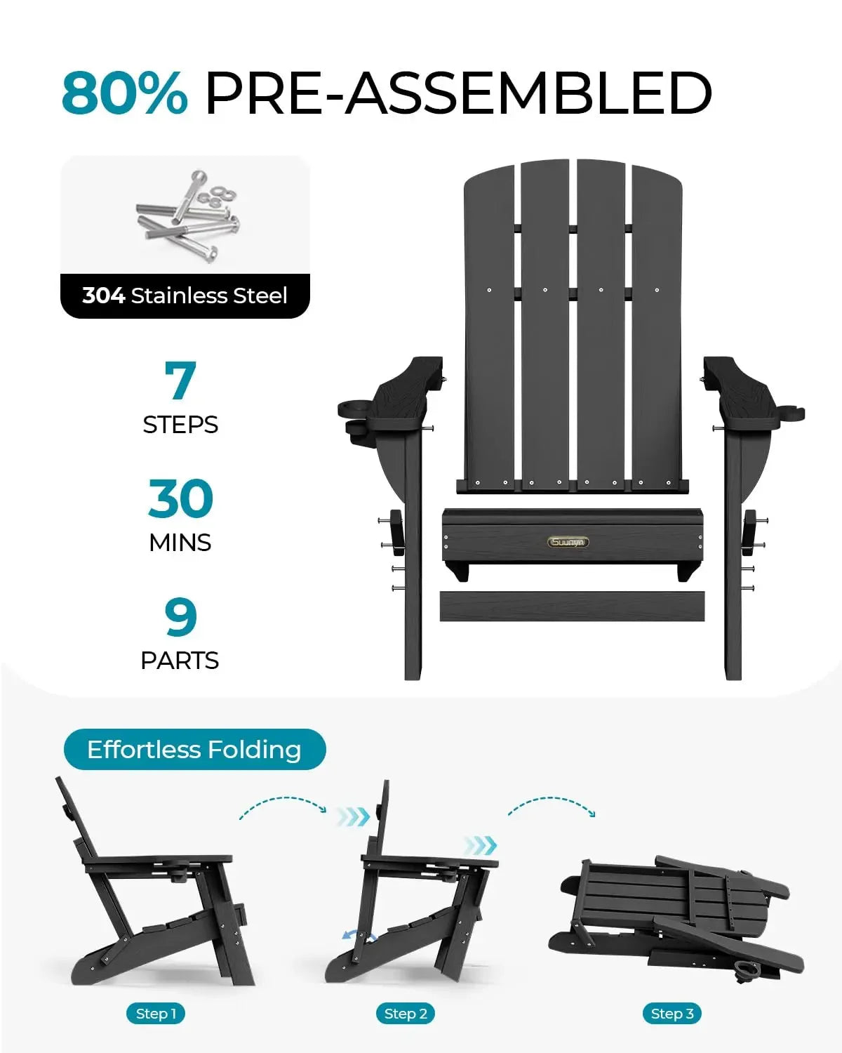 Folding Adirondack Chair 4 Pack