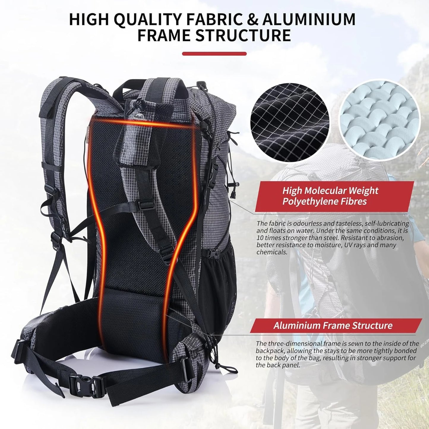 Naturehike Outdoor Mountain Backpack 60+5L Waterproof High Capacity