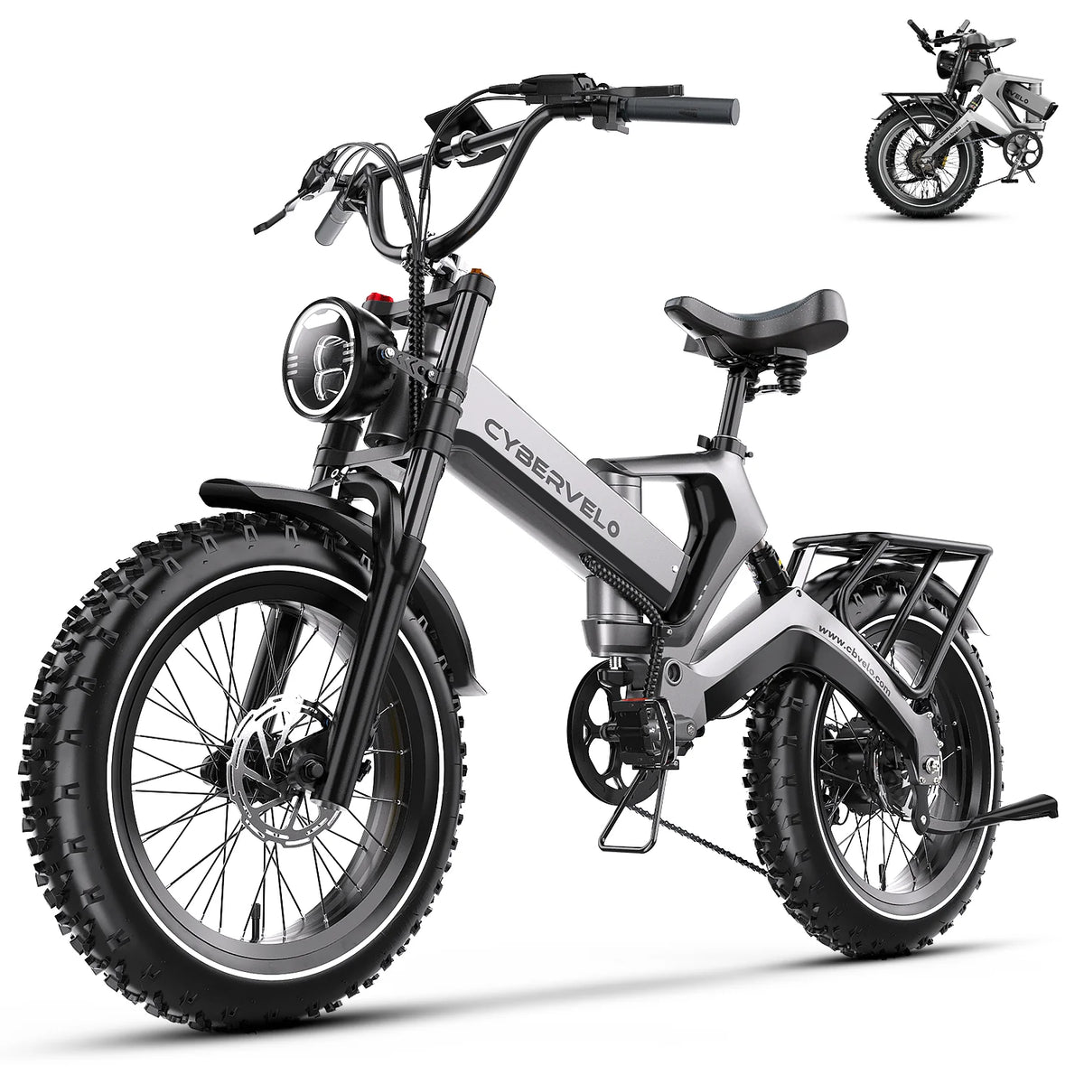 Cybervelo EK6 Folding Fat Tire Electric Bike – 2000W Peak Motor, 20" Wheels