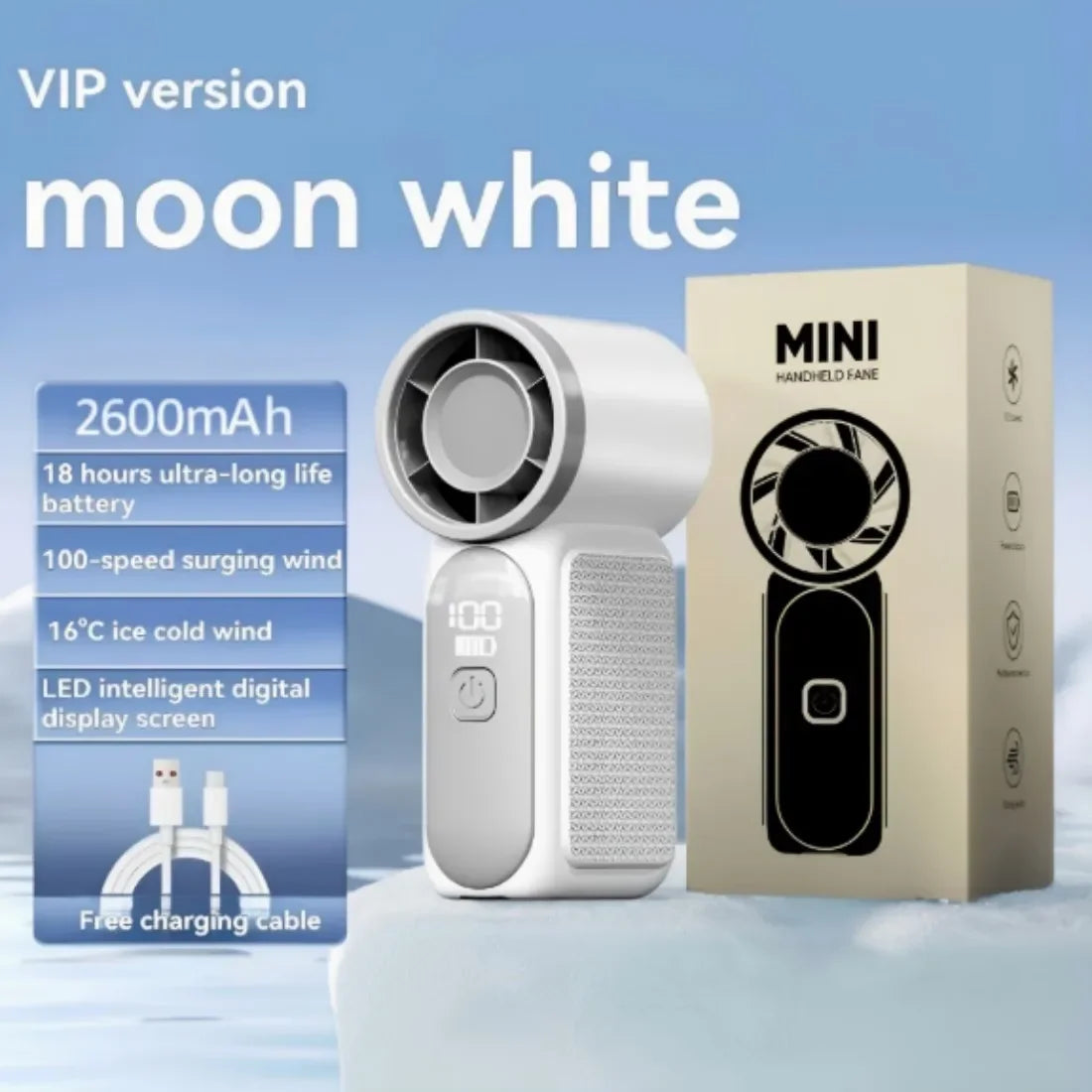 100-Speed Rechargeable Mini Turbo Handheld Fan