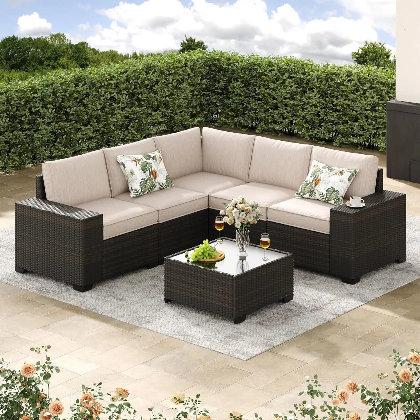 All-Weather 6-Piece Wicker Patio Furniture Set