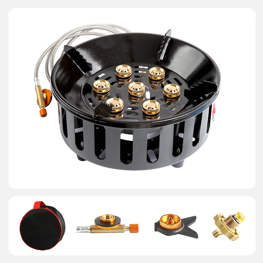 7-Core  Portable Camping Stove Windproof Gas Burner with Electronic Ignition