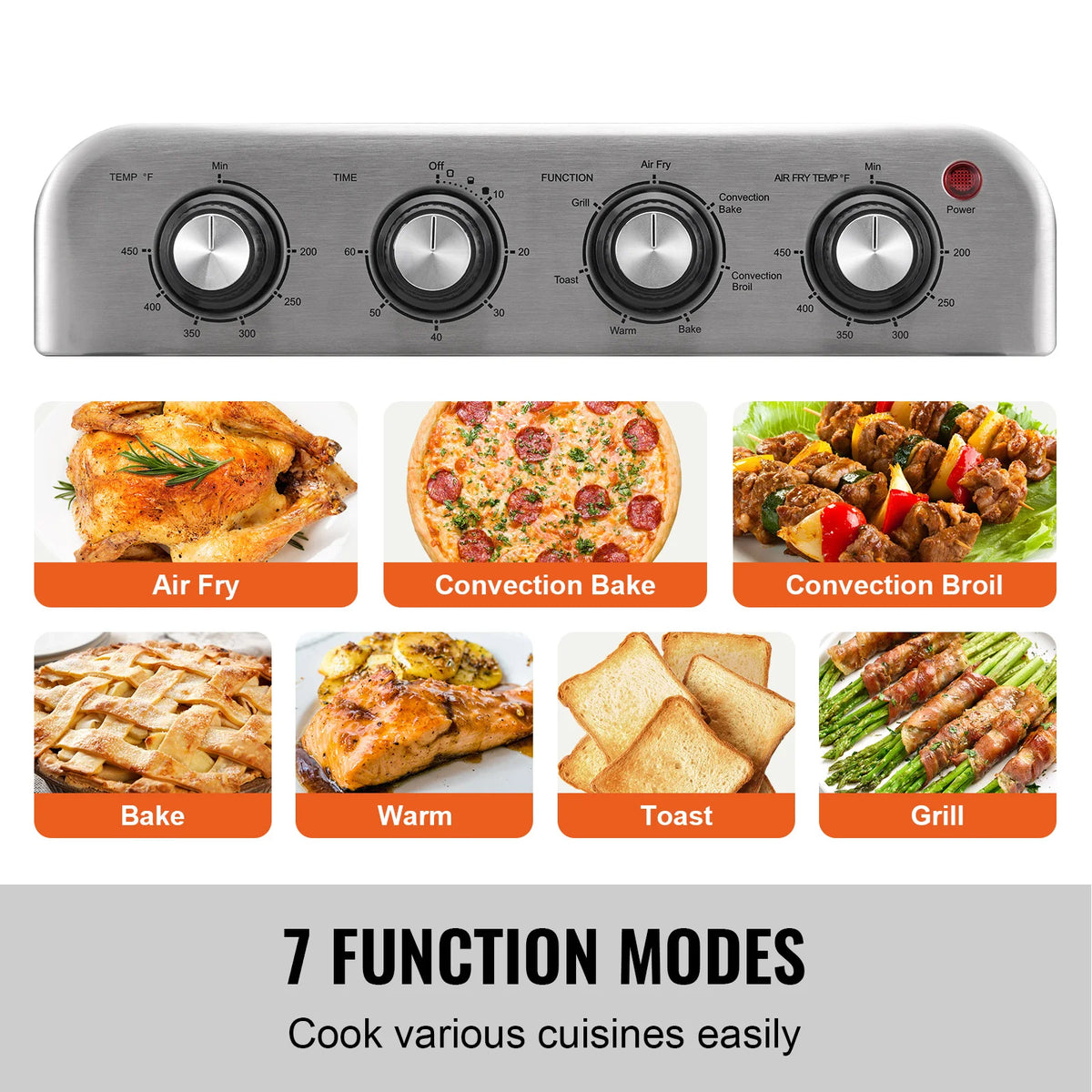 SucceBuy 18L 7-in-1 Air Fryer Toaster Oven – 1700W Countertop Convection Oven