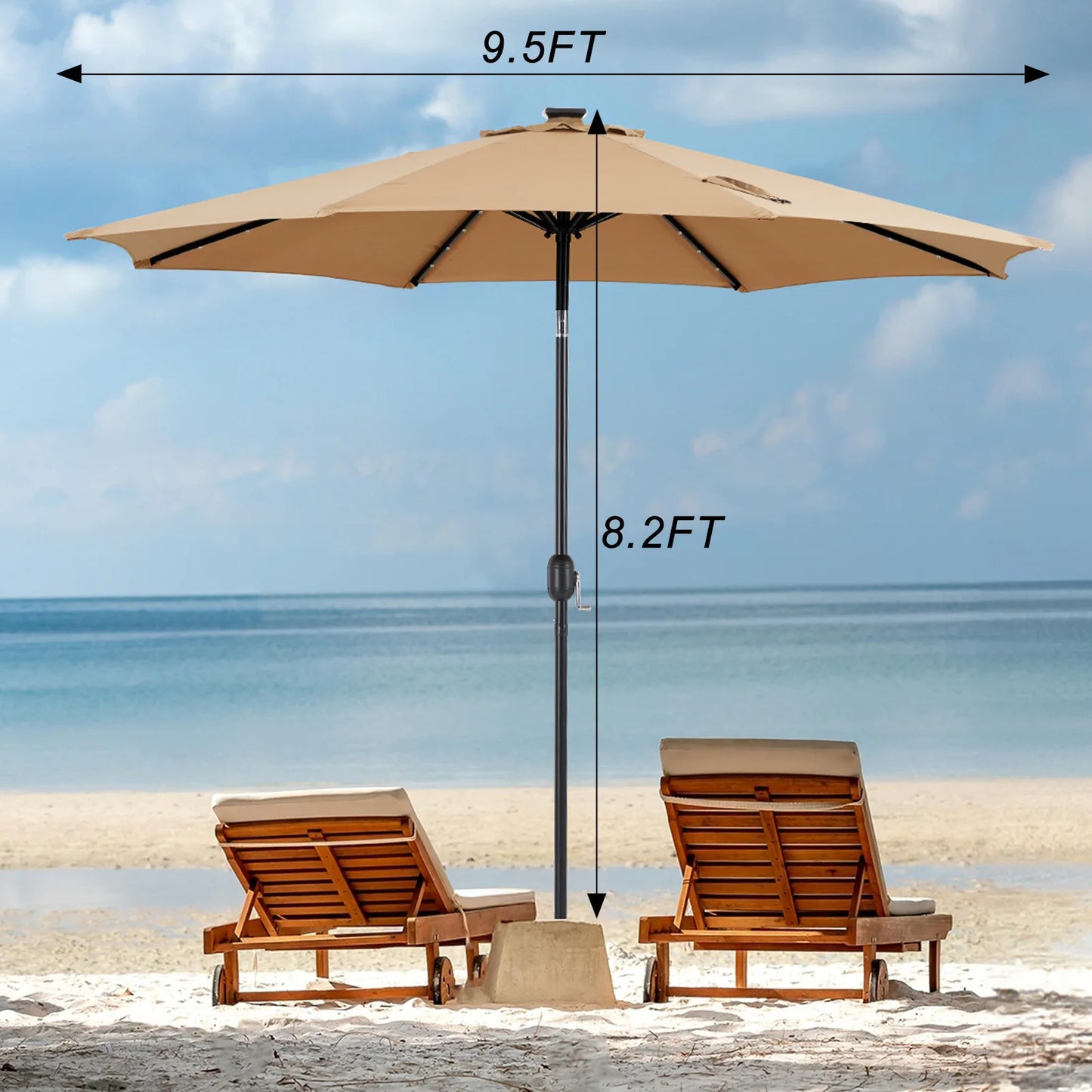 10FT Solar Patio Umbrella