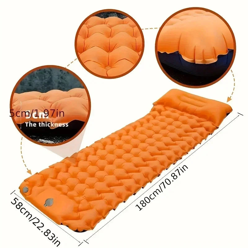 Quick-Inflate Camping Sleeping Pad – Extra-Thick Portable Hiking Mattress